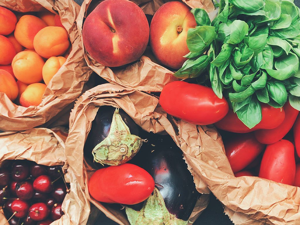 A rainbow of fruits and vegetables for a healthy diet. 