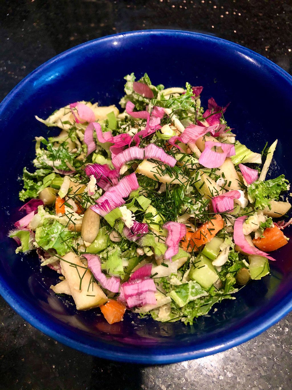 Rainbow Vegetable Salad for Add-In Diet Can include edible flowers