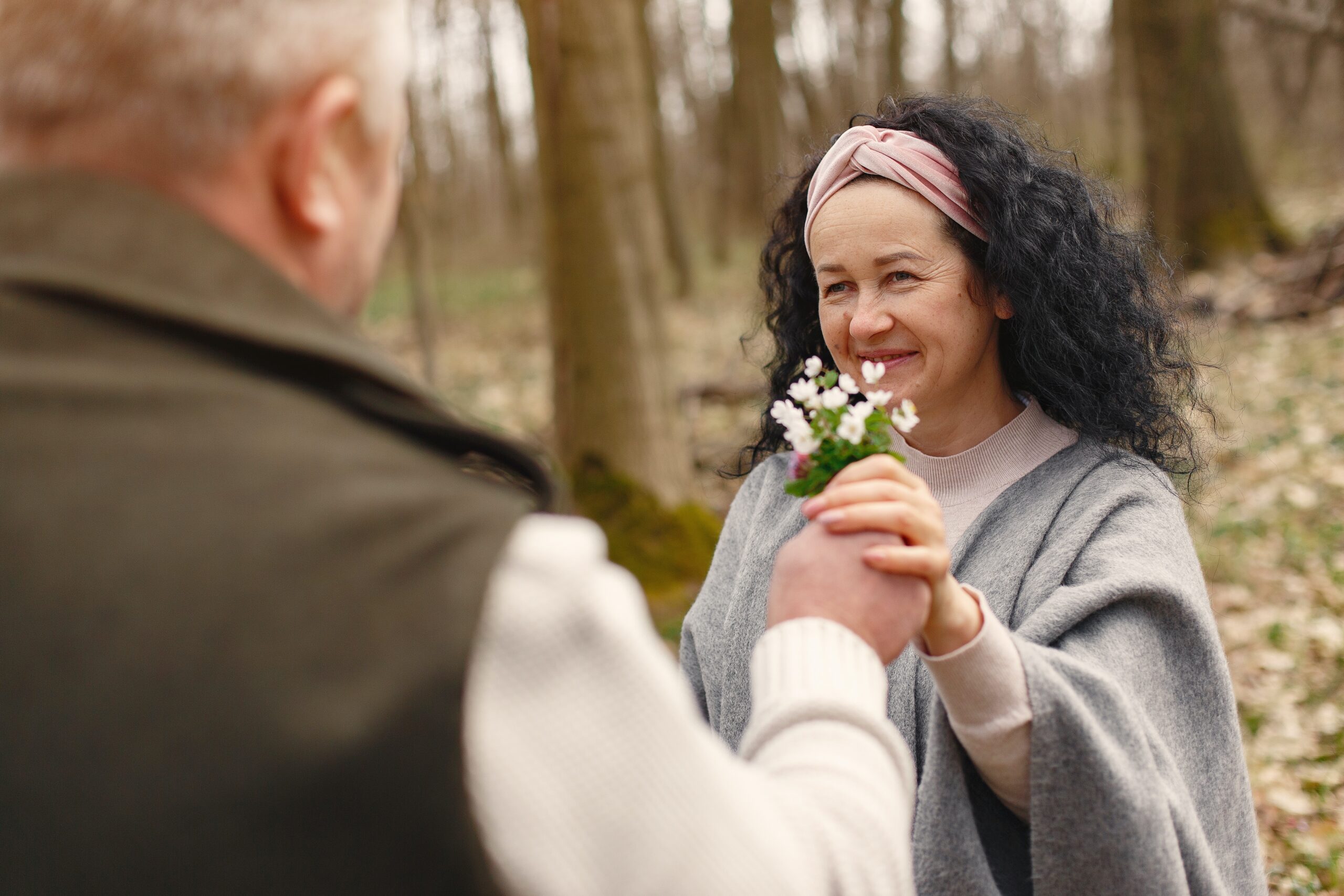 Watch the man express his love language by giving flowers